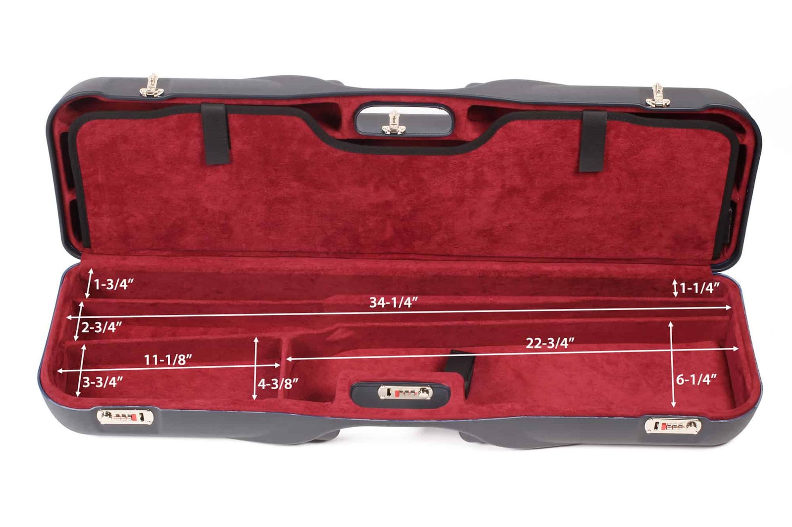 Negrini OU Deluxe Four-Barrel Set Takedown Shotgun Case 32" - 1646LX-4C/5230 3 Negrini 1646LR-4C/5229 Shotgun dimensions bottom