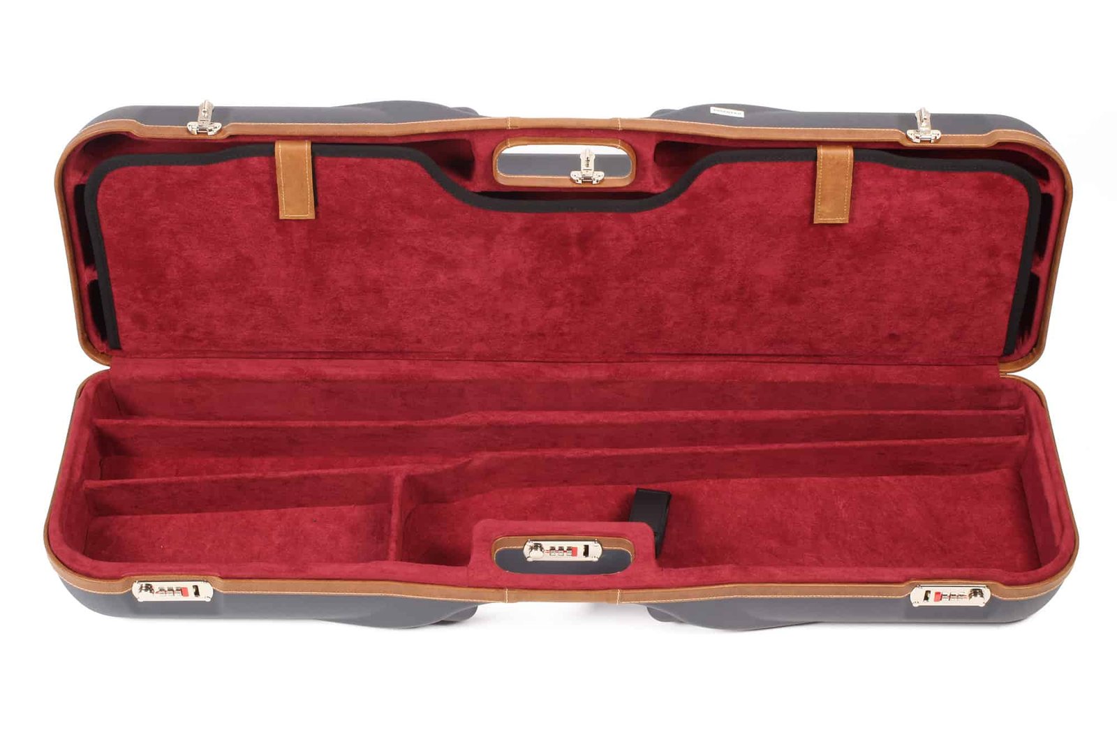 Negrini OU Deluxe Four-Barrel Set Takedown Shotgun Case 32" - 1646LX-4C/5230 2 Negrini Gun Cases - 1646LX-4C - Leather trim four barrel shotgun case