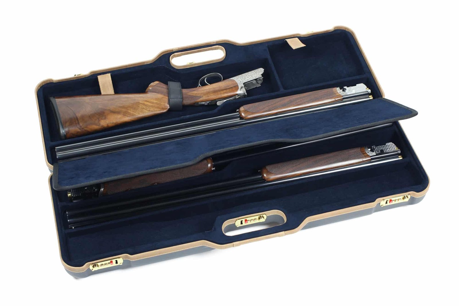 Negrini Deluxe OU/SxS Hunting, Skeet Shotgun Four-Barrel Takedown Travel Case 28" - 1674LX/6571 10 Negrini 1674LX 1 Gun 4 Barrel Hunting Case interior shotguns