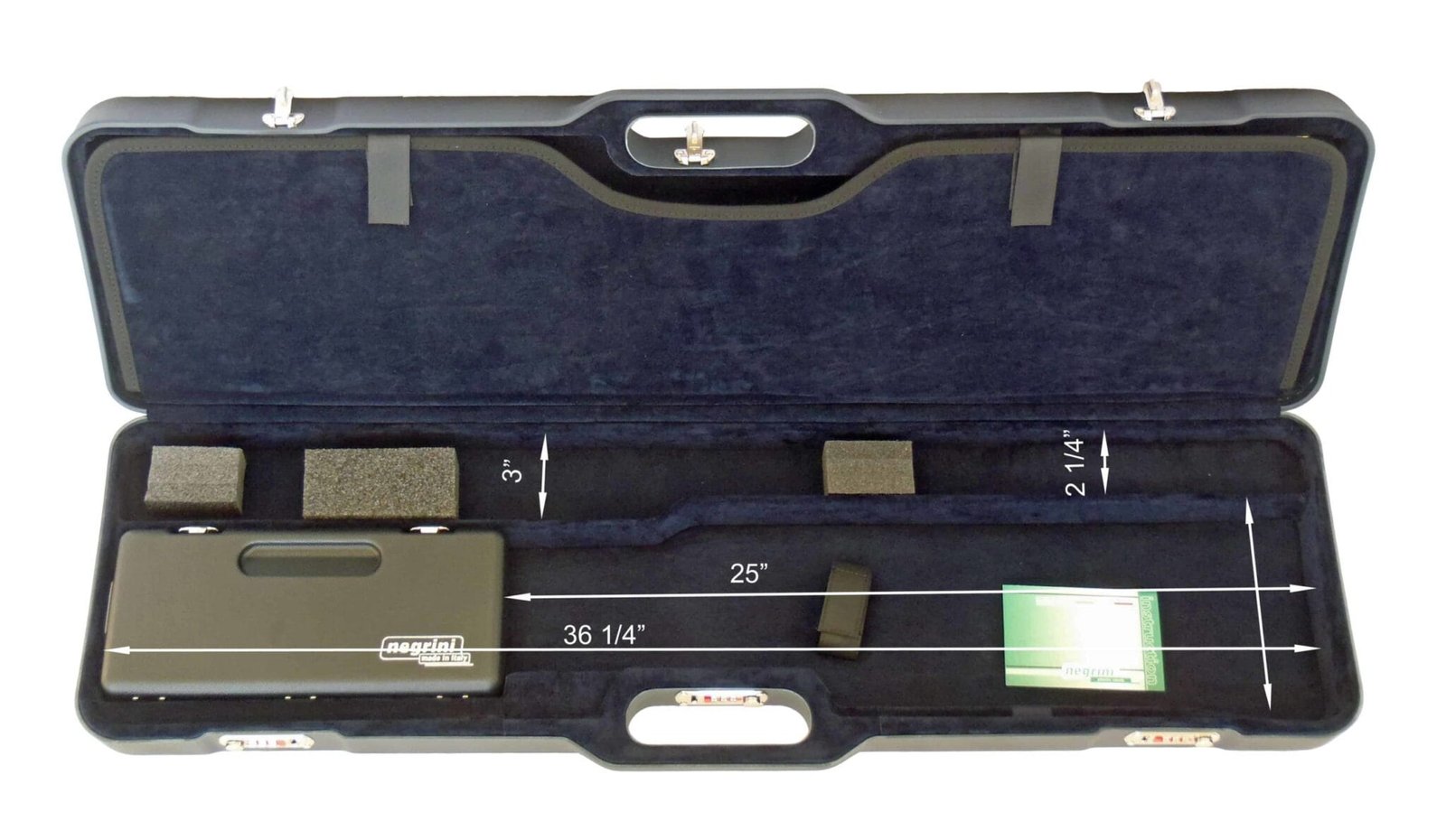 Negrini UNICASE Two Shotgun Takedown Travel Case 34" -1677LR-UNI/5044 4 Negrini Shotgun Case 1677LR-TRANS/5044 int dim